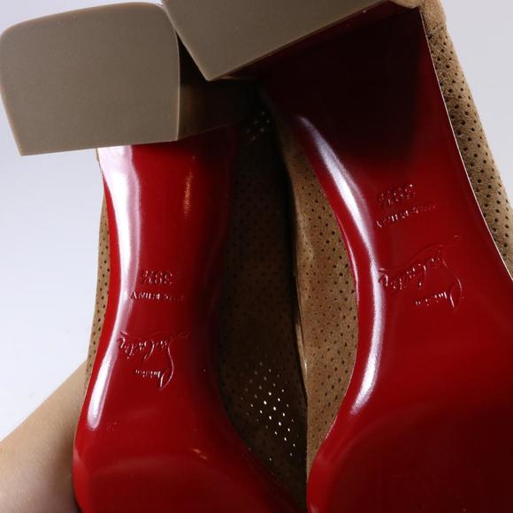 Incastrana 55mm Tan Biscotto Perforated Suede Padded Round Pumps D524 - Picture 11 of 12